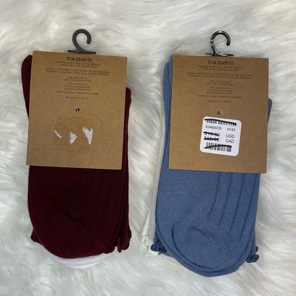 NWT UO Ruffled Crew Sock With Cute Embroidery Bundle- 4 Pairs - Picture 2 of 6